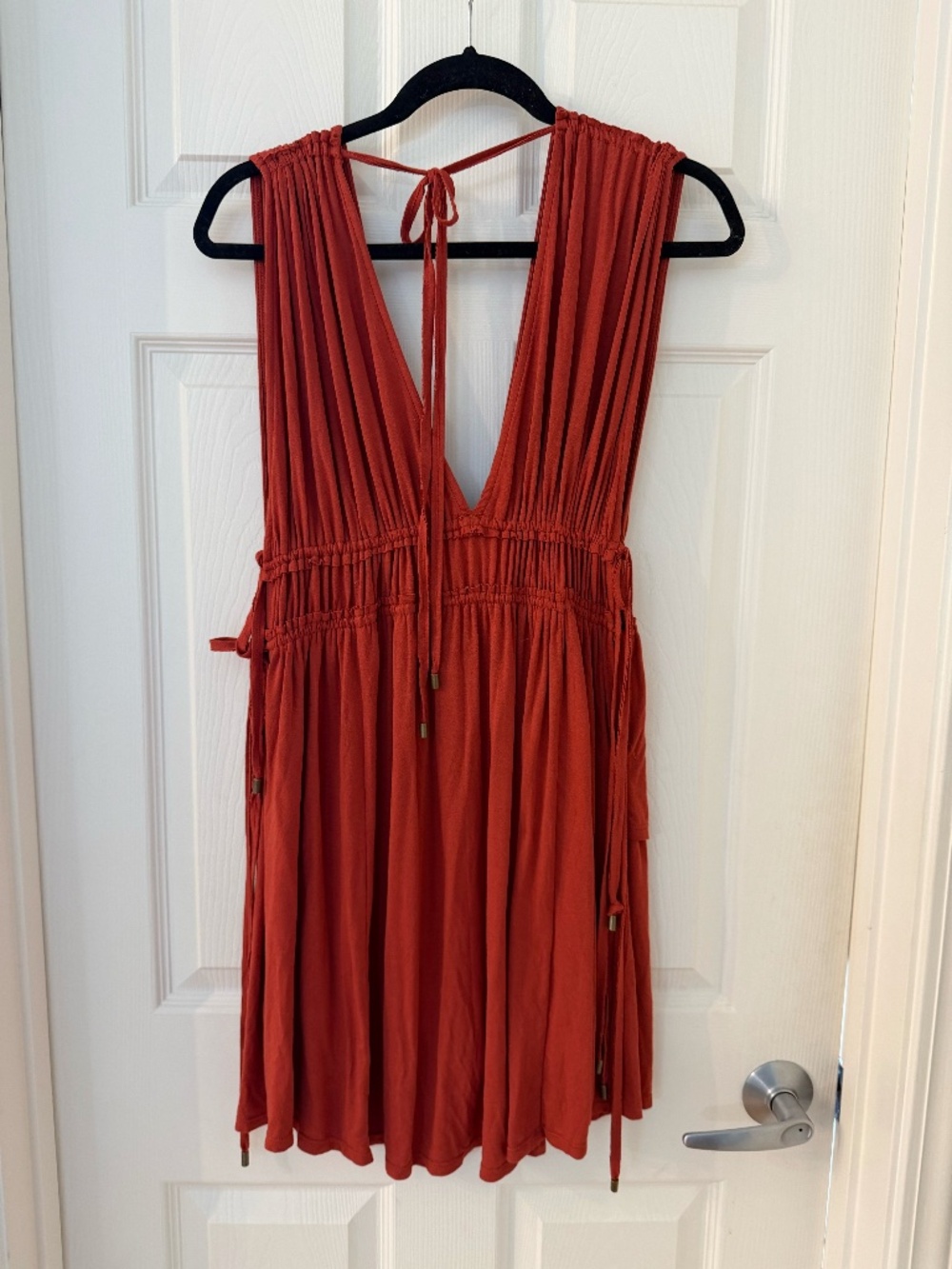 Free People Plunge Neck Tank Top Burnt Orange Size XL NWOT